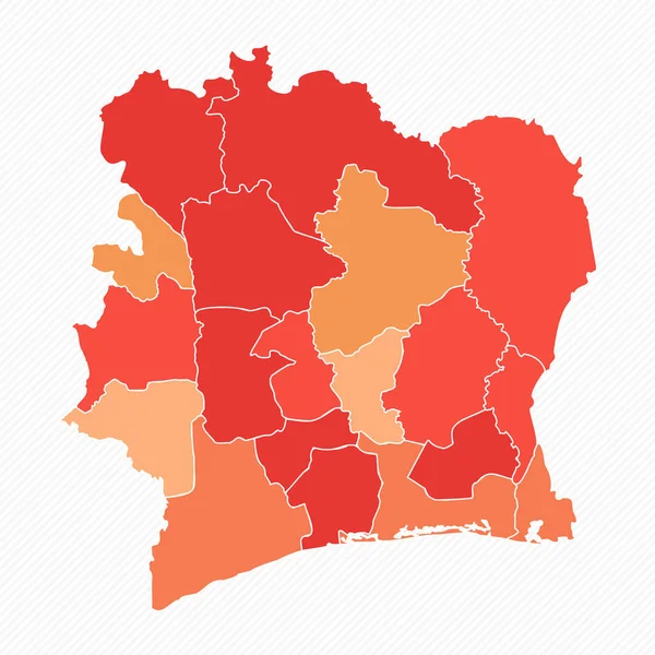 Kolorowe Wybrzeże Kości Słoniowej Podzielona Mapa Ilustracja — Wektor stockowy