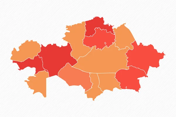 Renkli Kazakistan Bölünmüş Harita İllüstrasyonu
