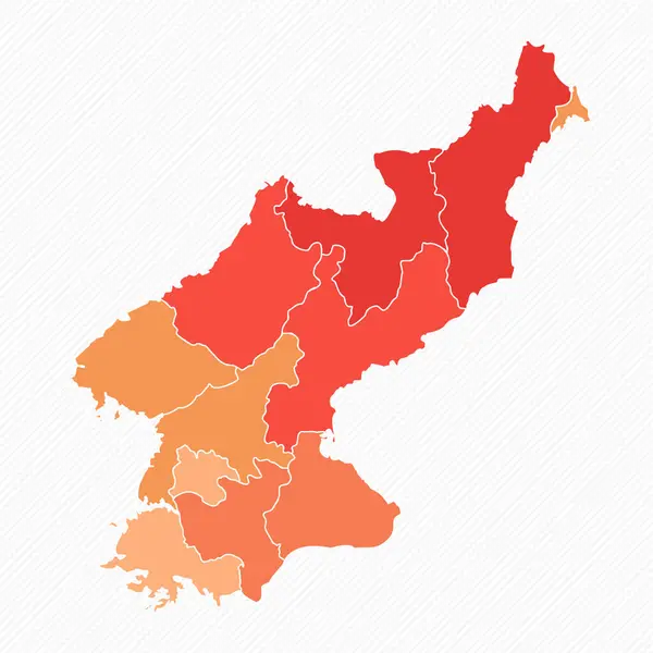 カラフルな北朝鮮分割マップイラスト — ストックベクタ