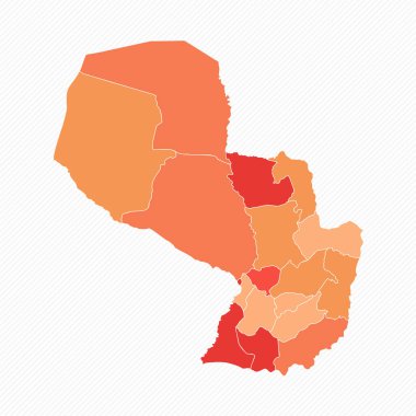 Renkli Paraguay Bölünmüş Harita Çizimi