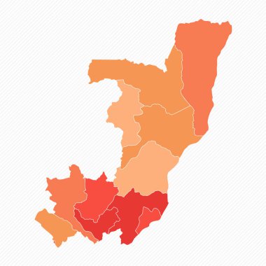 Renkli Kongo Cumhuriyeti Bölünmüş Harita İllüstrasyonu