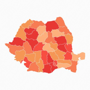 Renkli Romanya Bölünmüş Harita İllüstrasyonu