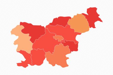 Renkli Slovenya Bölünmüş Harita İllüstrasyonu