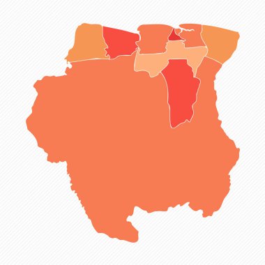 Renkli Suriname Bölünmüş Harita ResmiComment