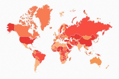 Renkli Dünya Bölünmüş Harita İllüstrasyonu