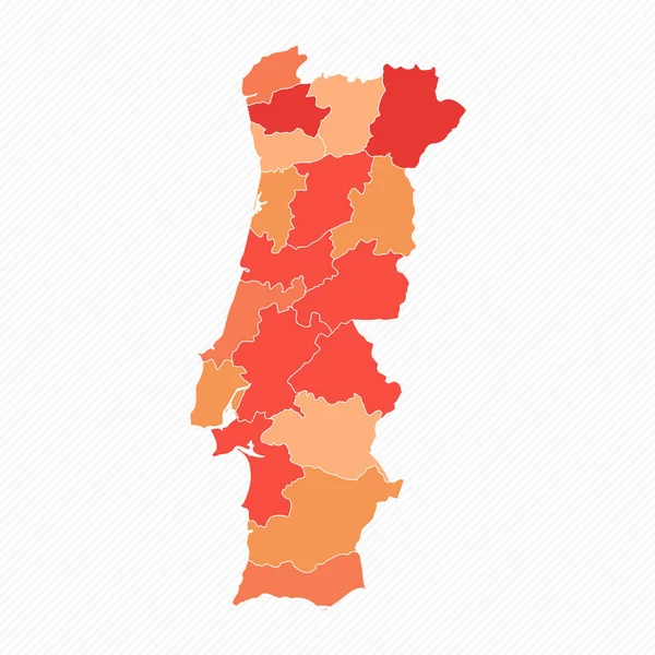 Kolorowa Portugalia Podzielona Mapa Ilustracja — Wektor stockowy