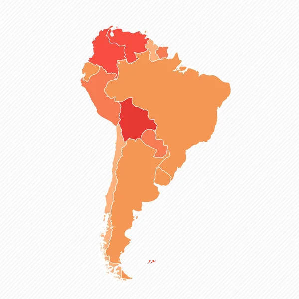 Renkli Güney Amerika Bölünmüş Harita Llüstrasyonu — Stok Vektör