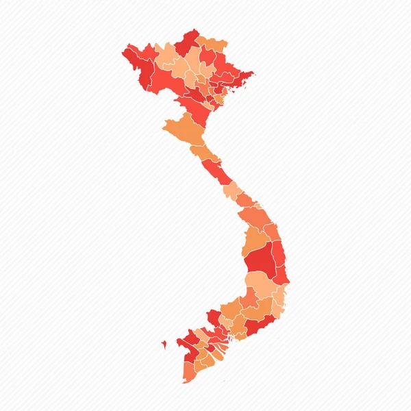 Kolorowy Wietnam Podzielona Mapa Ilustracja — Wektor stockowy