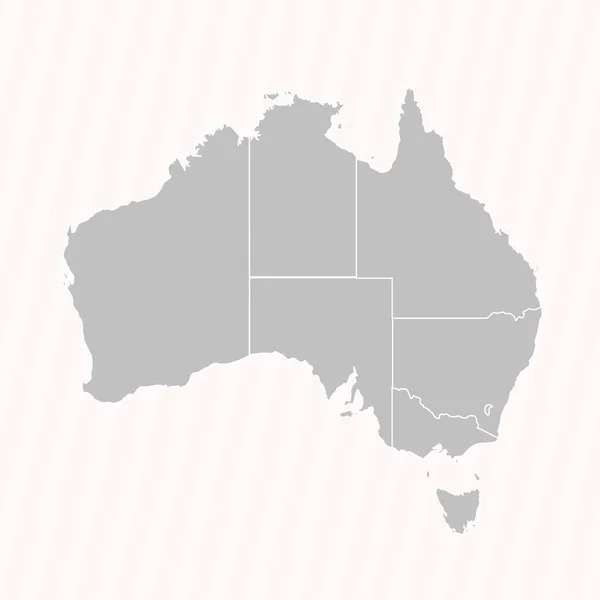Eyaletleri Şehirleri Olan Avustralya Nın Ayrıntılı Haritası — Stok Vektör