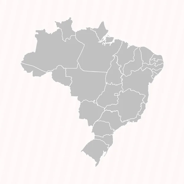 Gedetailleerde Kaart Van Brazilië Met Staten Steden — Stockvector