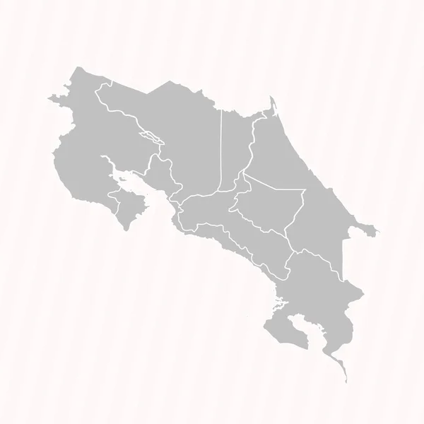 Peta Rinci Kosta Rika Dengan Negara Dan Kota - Stok Vektor