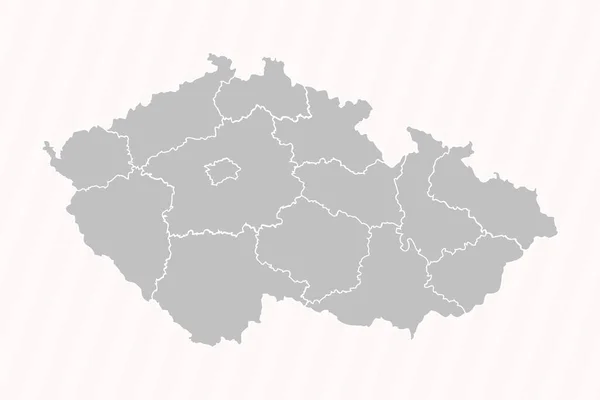 Çek Cumhuriyeti Nin Devlet Şehirlerle Ayrıntılı Haritası — Stok Vektör