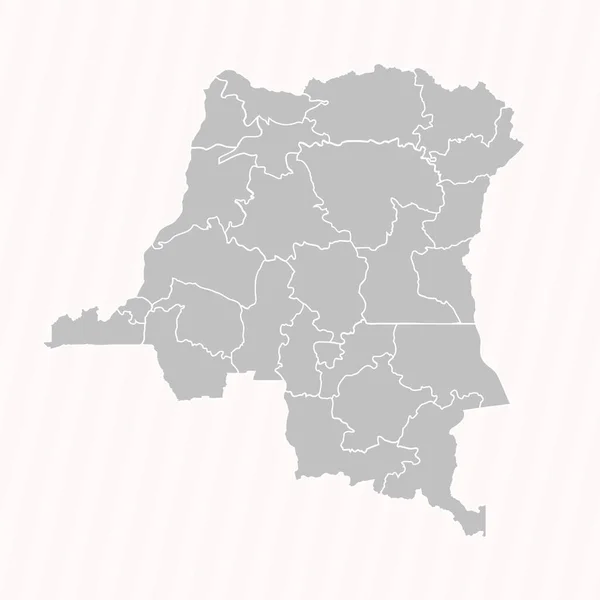 Mapa Detalhado República Democrática Congo Com Estados Cidades — Vetor de Stock