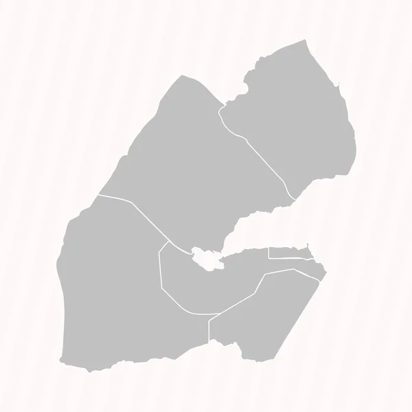 Peta Rinci Djibouti Dengan Negara Dan Kota - Stok Vektor