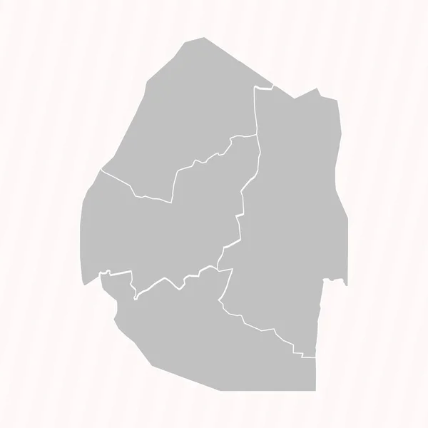 Eswatini Részletes Térképe Államokkal Városokkal — Stock Vector