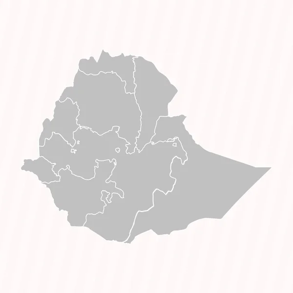 Mapa Detallado Etiopía Con Estados Ciudades — Vector de stock