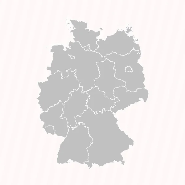 Detaljerad Karta Över Tyskland Med Delstater Och Städer — Stock vektor