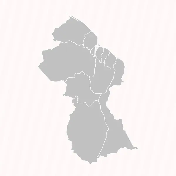 Mappa Dettagliata Della Guyana Con Stati Città — Vettoriale Stock