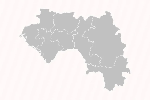 Detaljerad Karta Över Guinea Med Stater Och Städer — Stock vektor