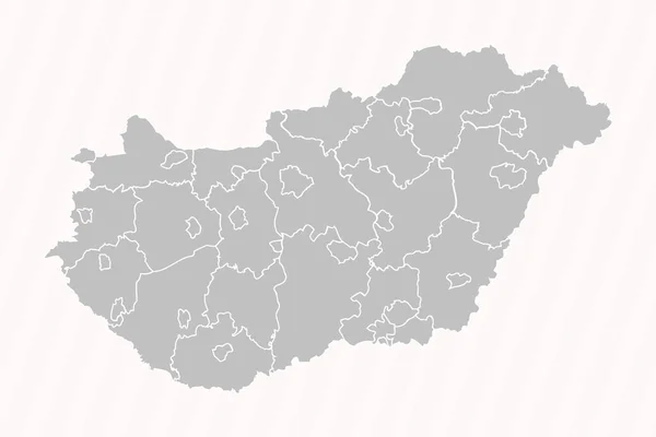 Mapa Detallado Hungría Con Estados Ciudades — Vector de stock