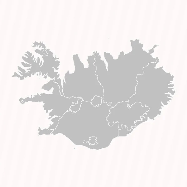 Gedetailleerde Kaart Van Ijsland Met Staten Steden — Stockvector