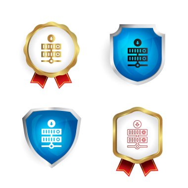 Soyut Sunucu İndirme Rozeti ve Etiket Koleksiyonu