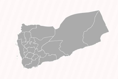 Eyaletleri ve şehirleriyle Yemen 'in Ayrıntılı Haritası