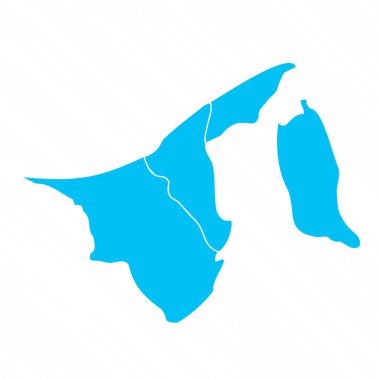 Ayrıntılı Brunei 'nin Düz Tasarım Haritası