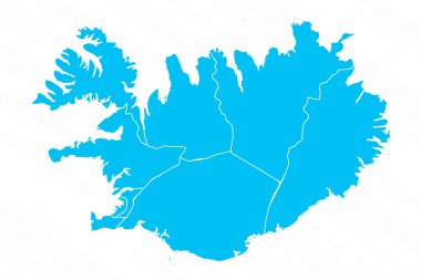 Ayrıntılı İzlanda Düz Tasarım Haritası