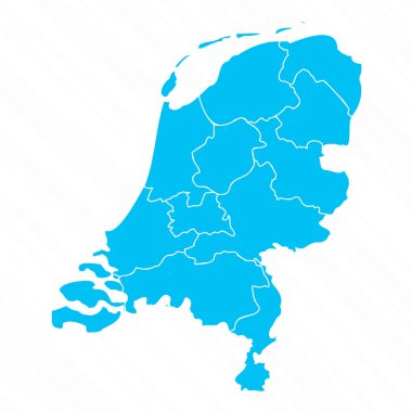 Ayrıntılı Hollanda 'nın Düz Tasarım Haritası
