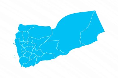 Ayrıntılı Yemen 'in Düz Tasarım Haritası
