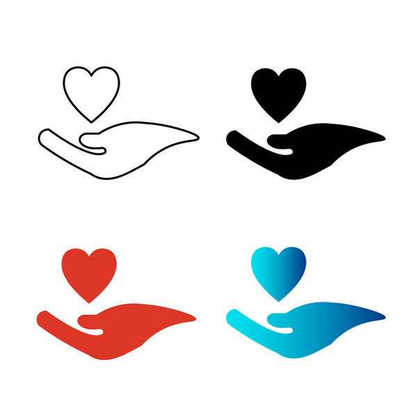 Abstract Hand Holding Heart Silhouette Illustration