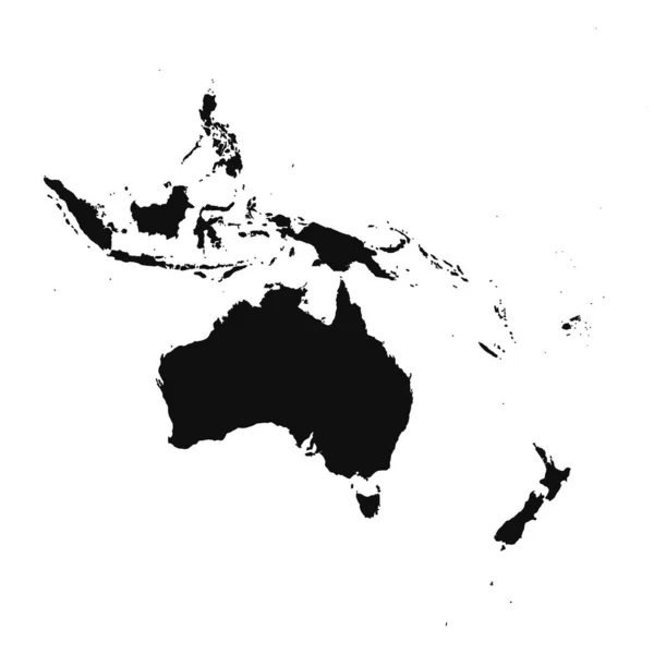 Abstract Silhouette Oceania Mapa Simples —  Vetores de Stock