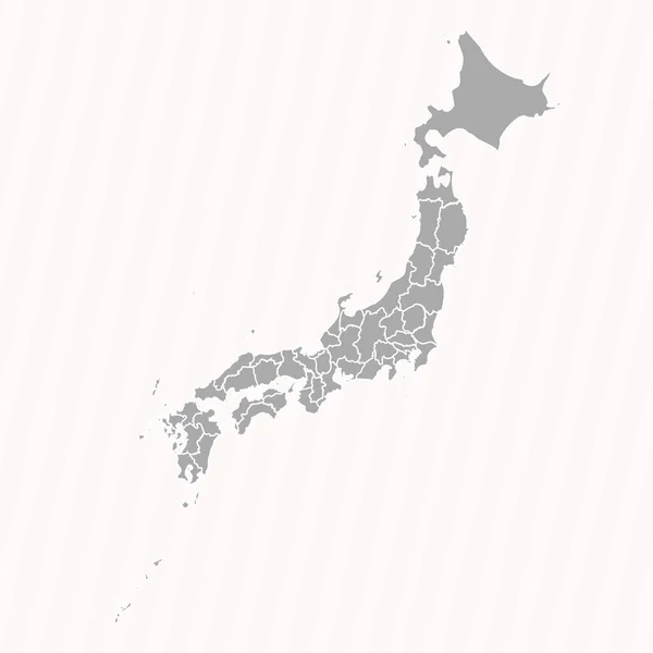 Подробная Карта Японии Государствами Городами — стоковый вектор