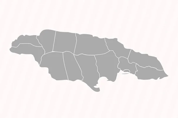 Peta Rinci Jamaika Dengan Negara Dan Kota - Stok Vektor