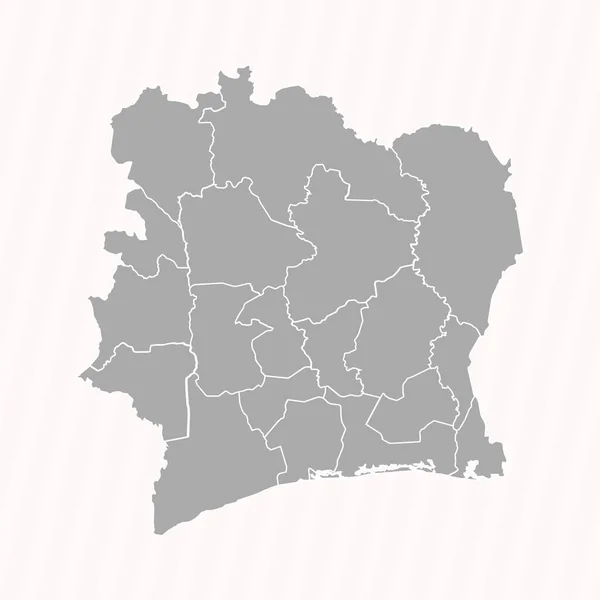 Szczegółowa Mapa Wybrzeża Kości Słoniowej Stanami Miastami — Wektor stockowy
