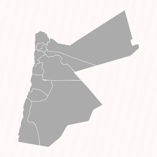Detailed Map Jordan States Cities — Stock Vector