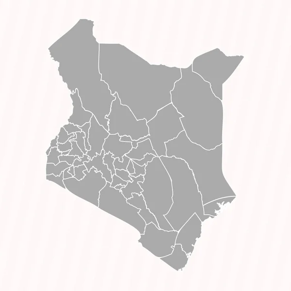 Kenya Részletes Térképe Államokkal Városokkal — Stock Vector