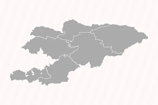 Λεπτομερής Χάρτης Της Κιργιζίας Κράτη Και Πόλεις — Διανυσματικό Αρχείο