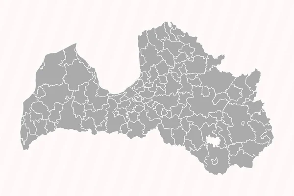 Λεπτομερής Χάρτης Της Λετονίας Κράτη Και Τις Πόλεις — Διανυσματικό Αρχείο