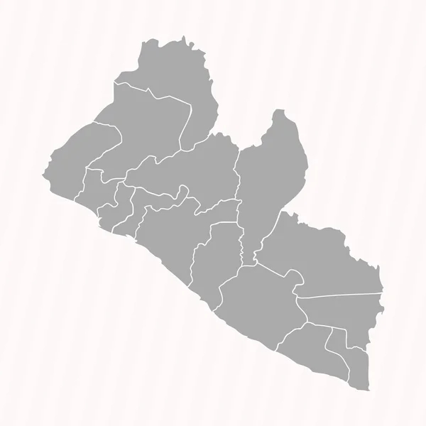 Mapa Detallado Liberia Con Estados Ciudades — Archivo Imágenes Vectoriales
