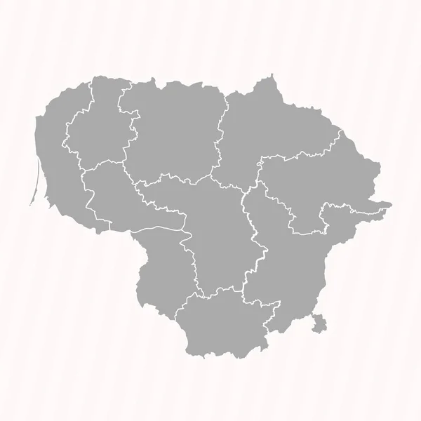 Devlet Şehirlerle Litvanya Nın Ayrıntılı Haritası — Stok Vektör