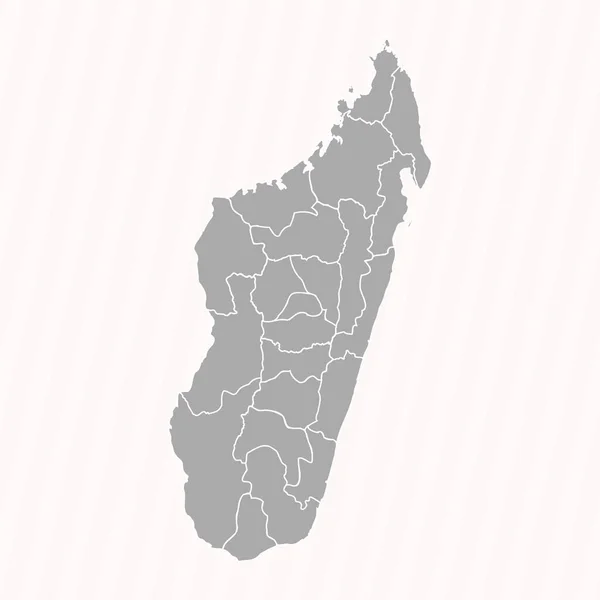 Gedetailleerde Kaart Van Madagaskar Met Staten Steden — Stockvector