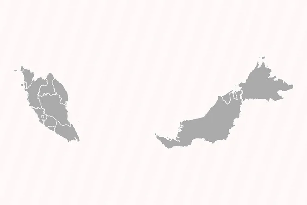 Mappa Dettagliata Della Malesia Con Stati Città — Vettoriale Stock