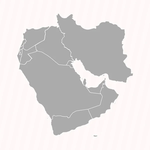 各国と中東の詳細な地図 — ストックベクタ