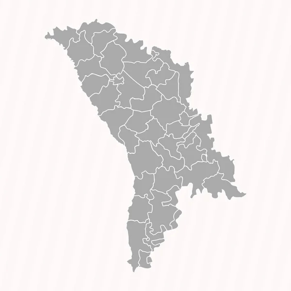 Mappa Dettagliata Moldova Con Stati Città — Vettoriale Stock
