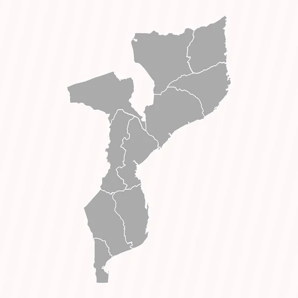 Mapa Detalhado Moçambique Com Estados Cidades —  Vetores de Stock
