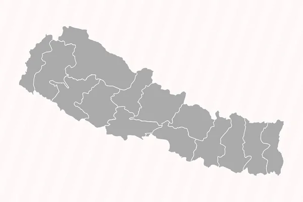 Mapa Detalhado Nepal Com Estados Cidades — Vetor de Stock