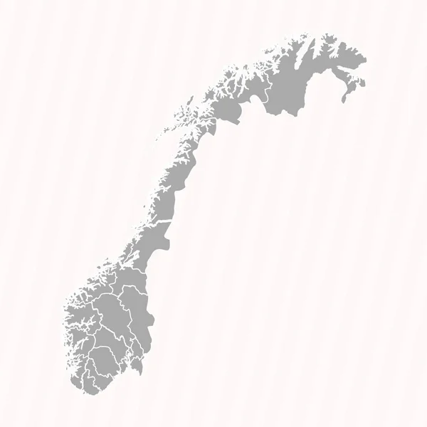 Detaljerad Karta Över Norge Med Stater Och Städer — Stock vektor