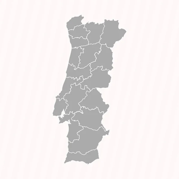 Gedetailleerde Kaart Van Portugal Met Staten Steden — Stockvector